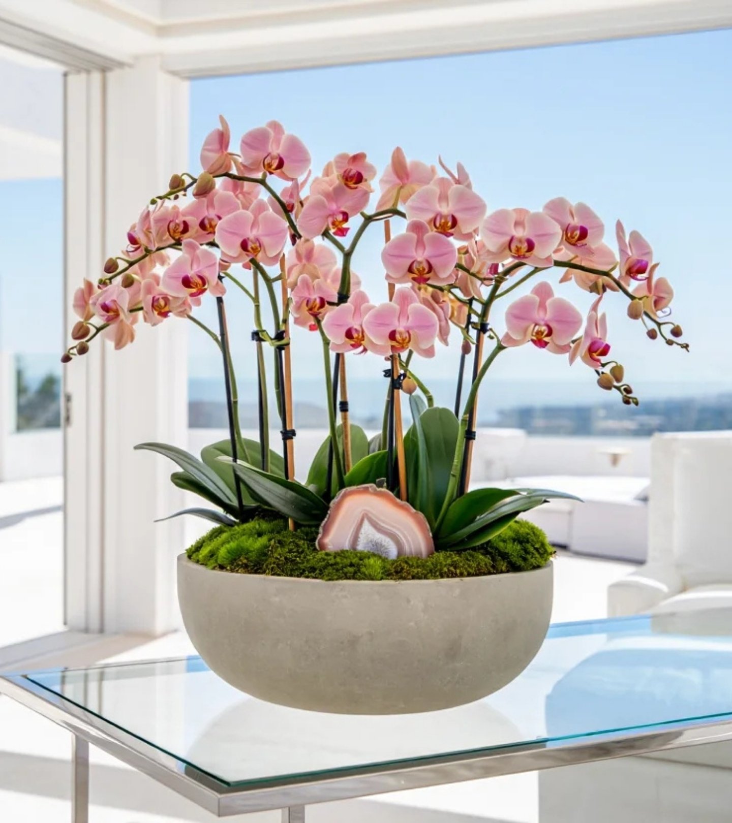 Blush Agate Orchid – Cement Sphere - hover