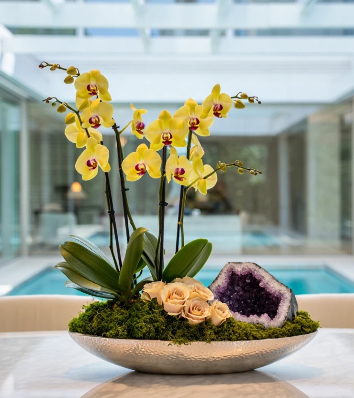 Amethyst Pavilion – Yellow Orchid & Roses - hover